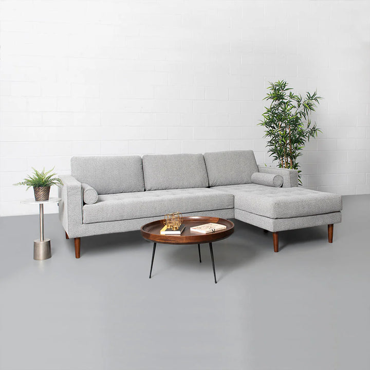 FONDA - Grey Fabric Sectional Sofa - Left