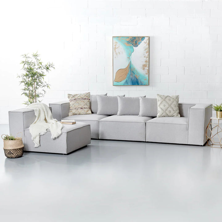 MASON - Light Grey Modular Set (4 piece)Orders with an ETA of late January, 2025 remain the same. Modern, modular, and moveable! MASON gives you options, the only limit is your imagination. Build your ultimate dream couch...