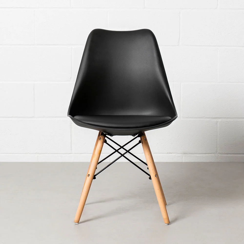 EIFFEL - Black Leather Padded Side Chair