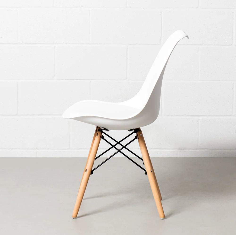 EIFFEL - White Leather Padded Side Chair - FINAL SALE