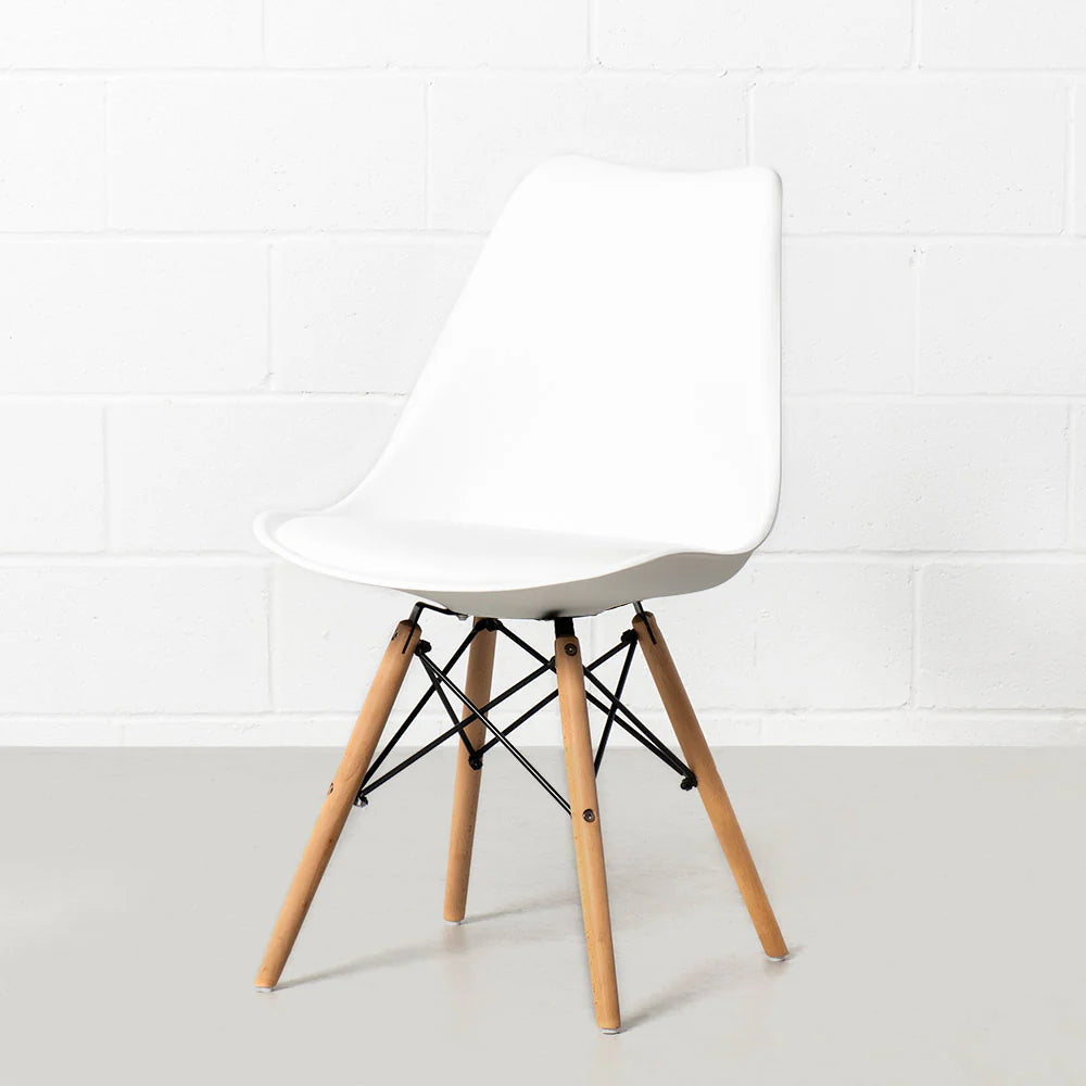 EIFFEL - White Leather Padded Side Chair - FINAL SALE