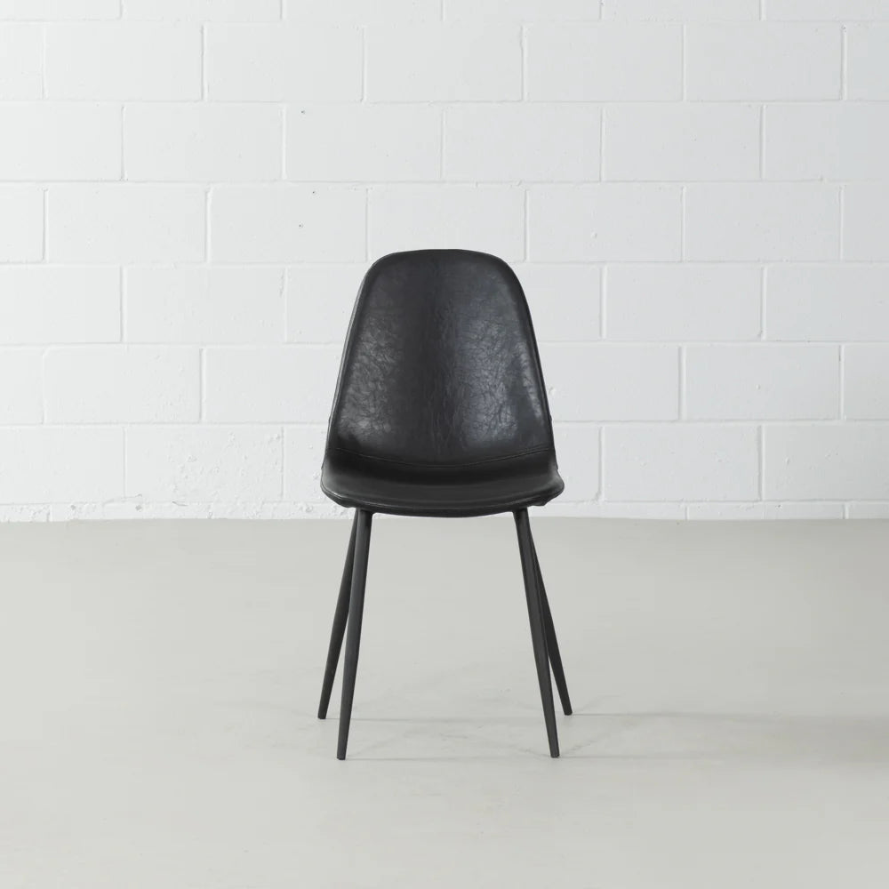 MILAN - Black Vintage Leather Dining Chair