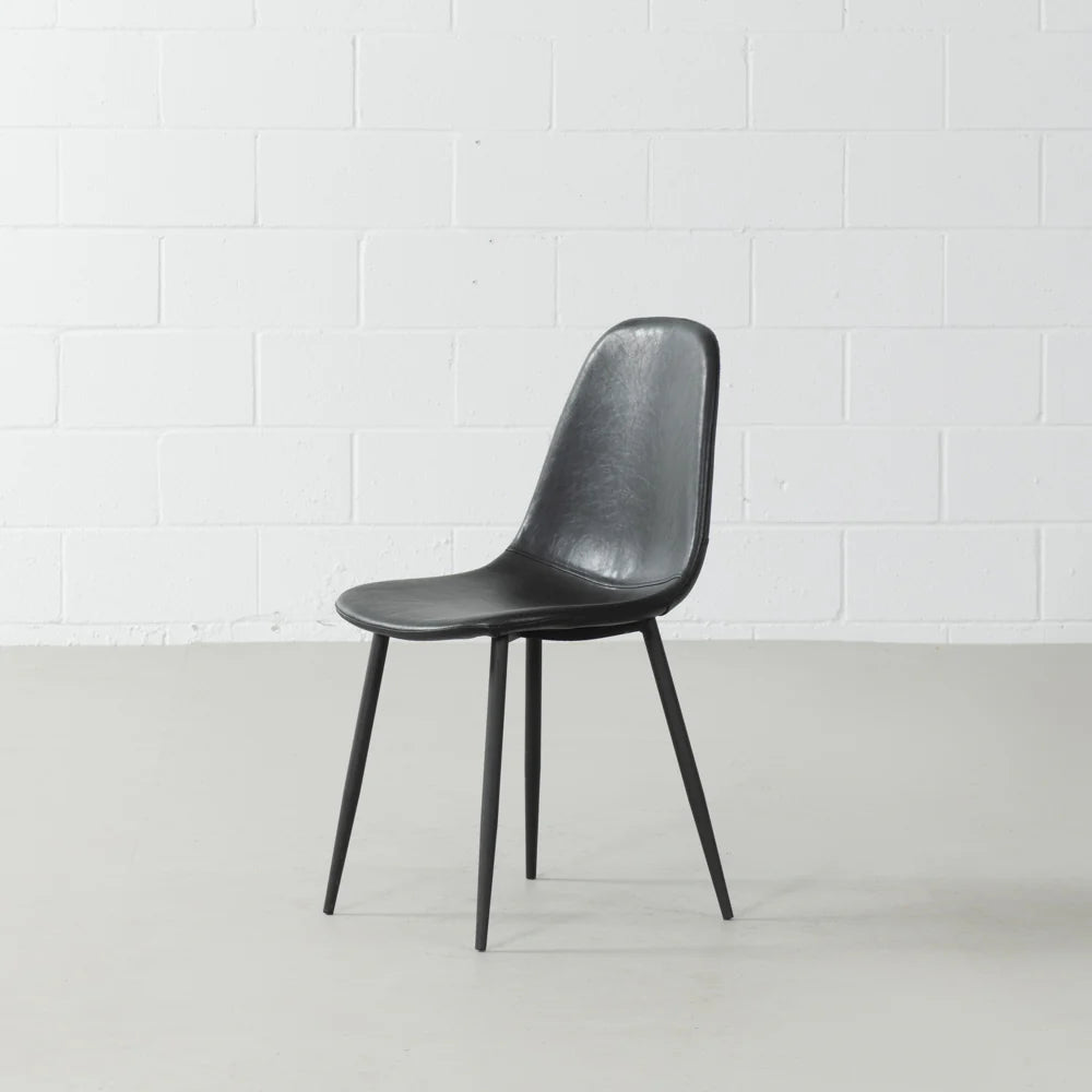 MILAN - Black Vintage Leather Dining Chair