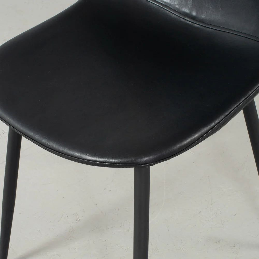 MILAN - Black Vintage Leather Dining Chair