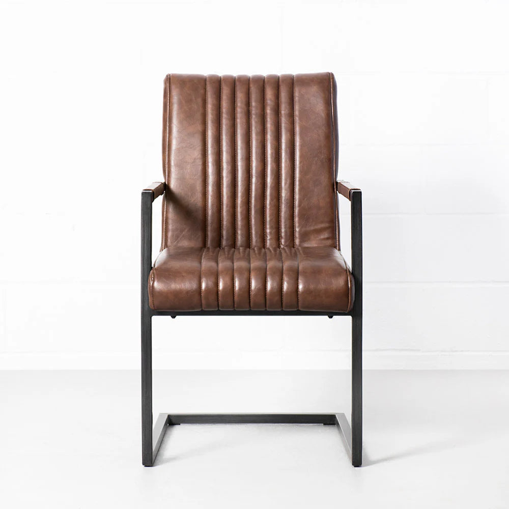 CALEB - Brown Vintage Leather Industrial Armchair