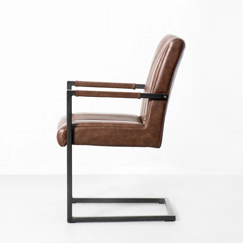 CALEB - Brown Vintage Leather Industrial Armchair