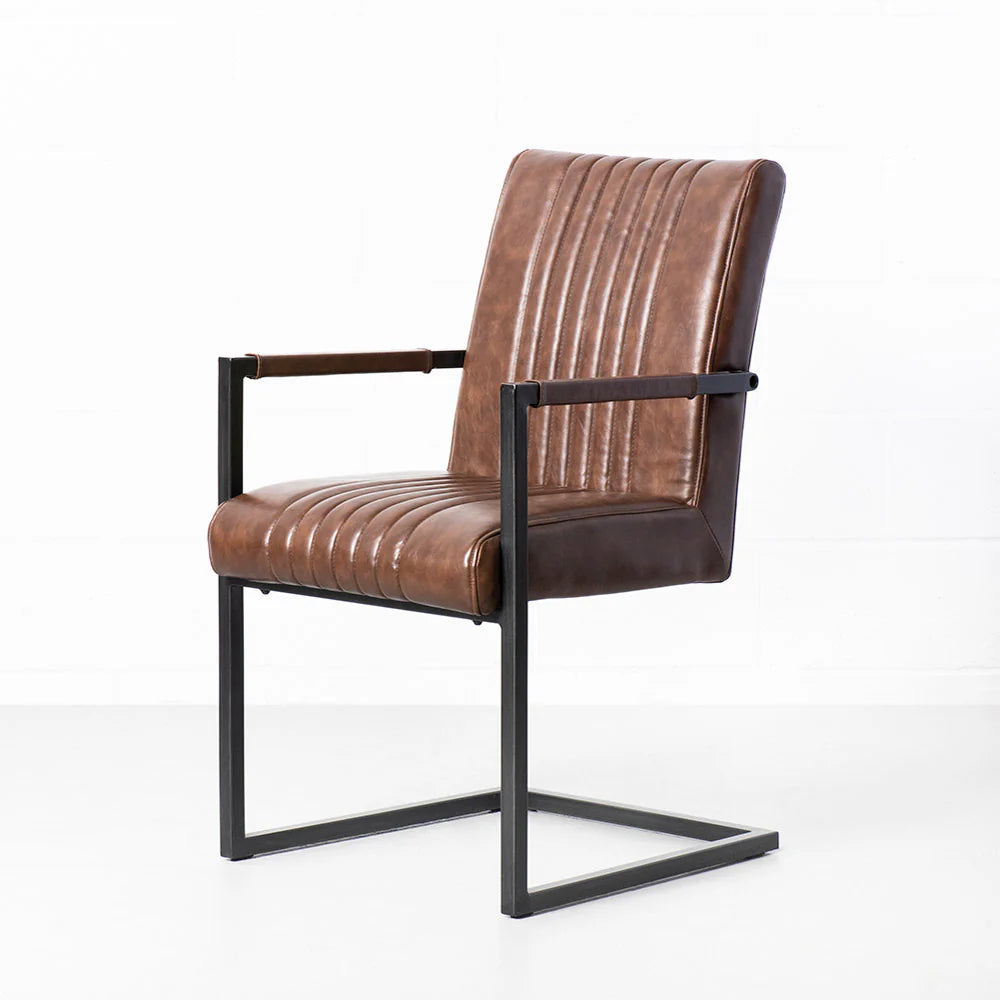 CALEB - Brown Vintage Leather Industrial Armchair