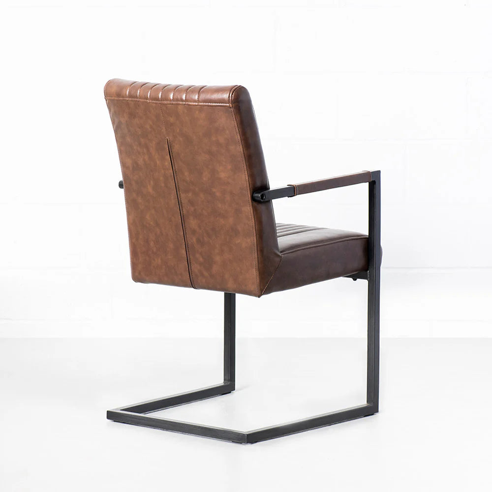 CALEB - Brown Vintage Leather Industrial Armchair