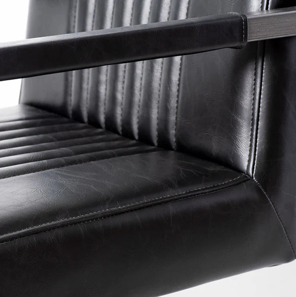 CALEB - Vintage Black Leather Arm Chair