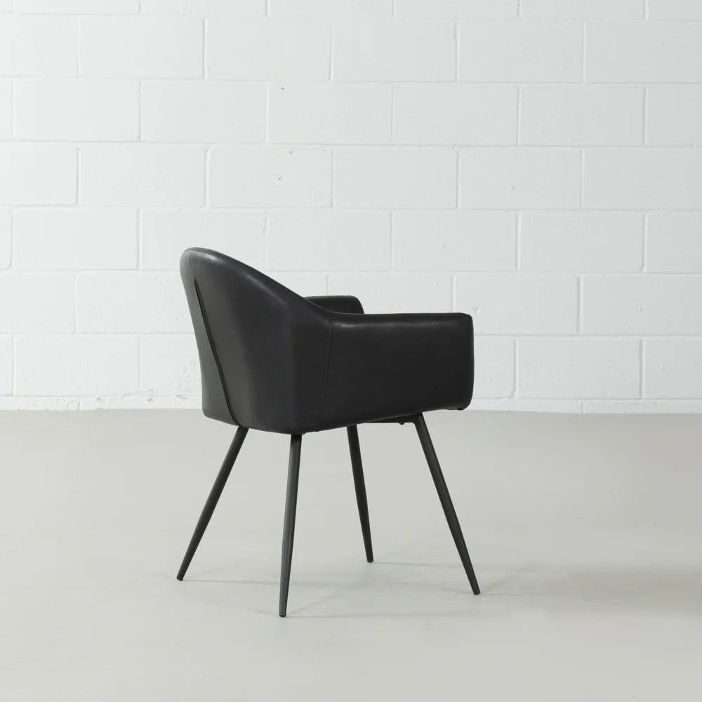 MILAN - Black Vintage Leather Armchair