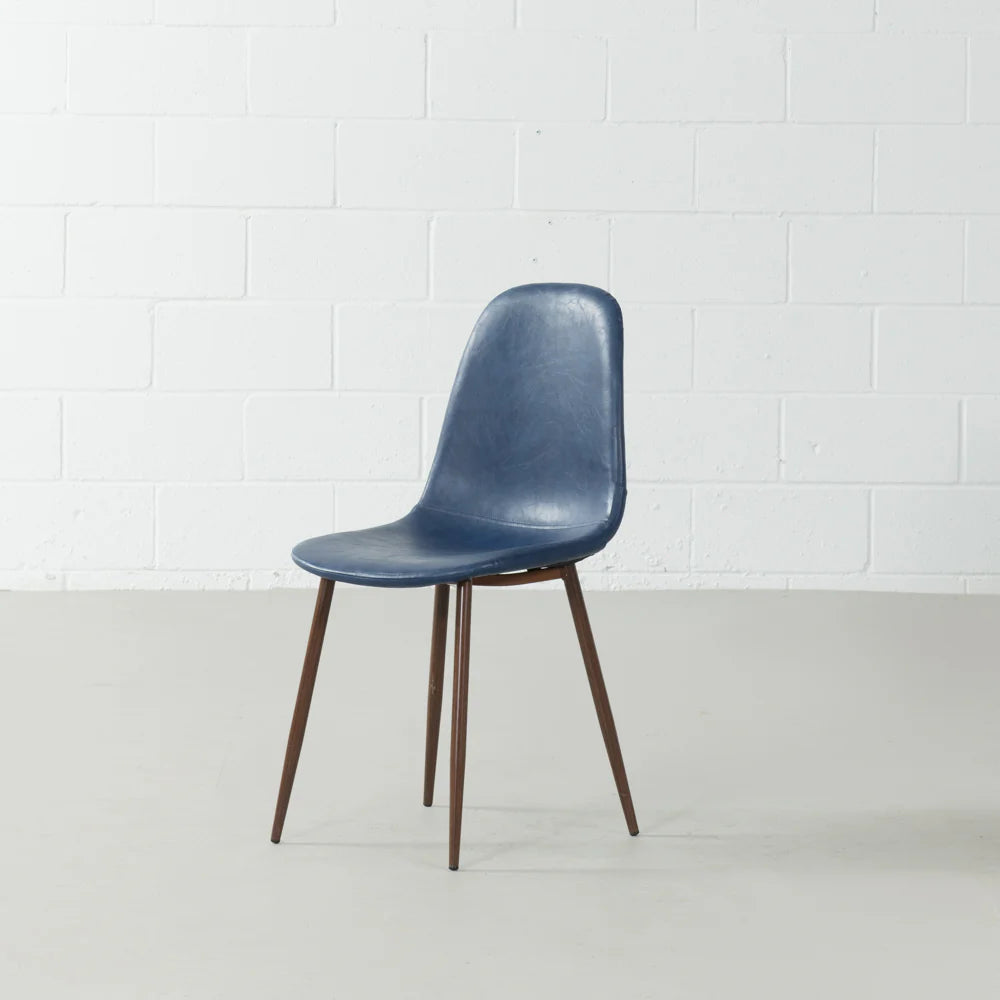 MILAN - Blue Leather Dining Chair