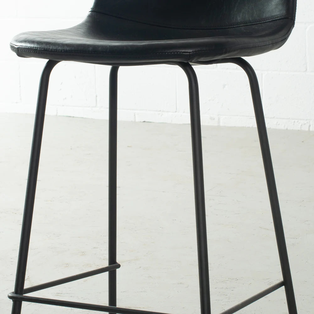 MILAN - Black Leather Bar Stool