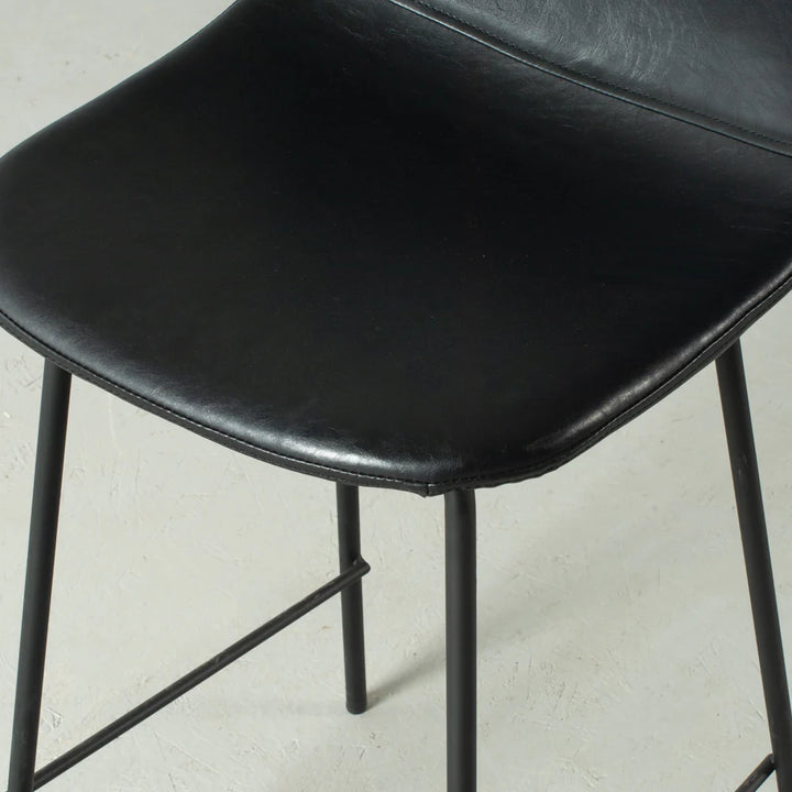 MILAN - Black Leather Bar Stool