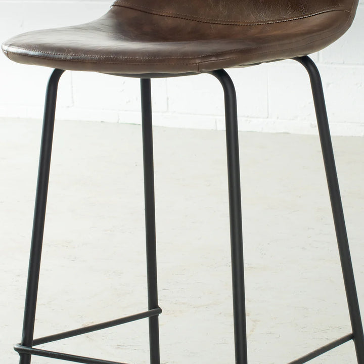 MILAN - Brown Leather Bar Stool