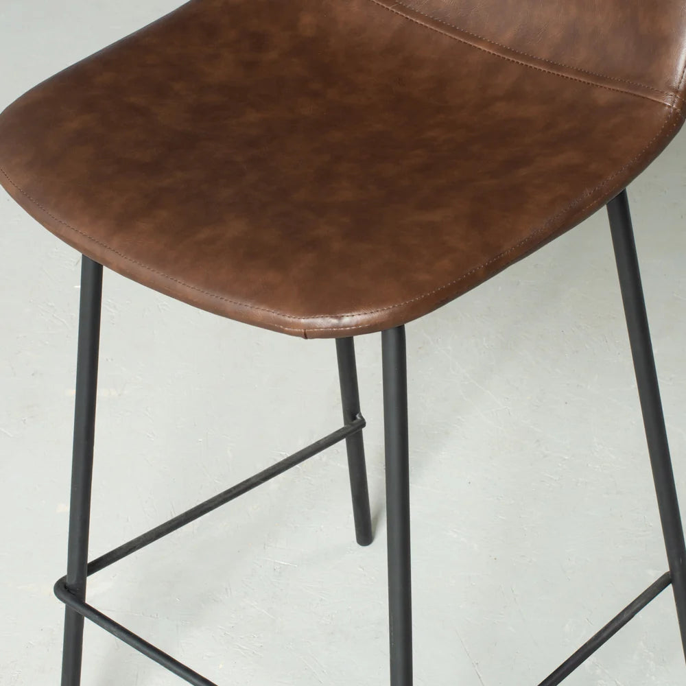 MILAN - Brown Leather Bar Stool