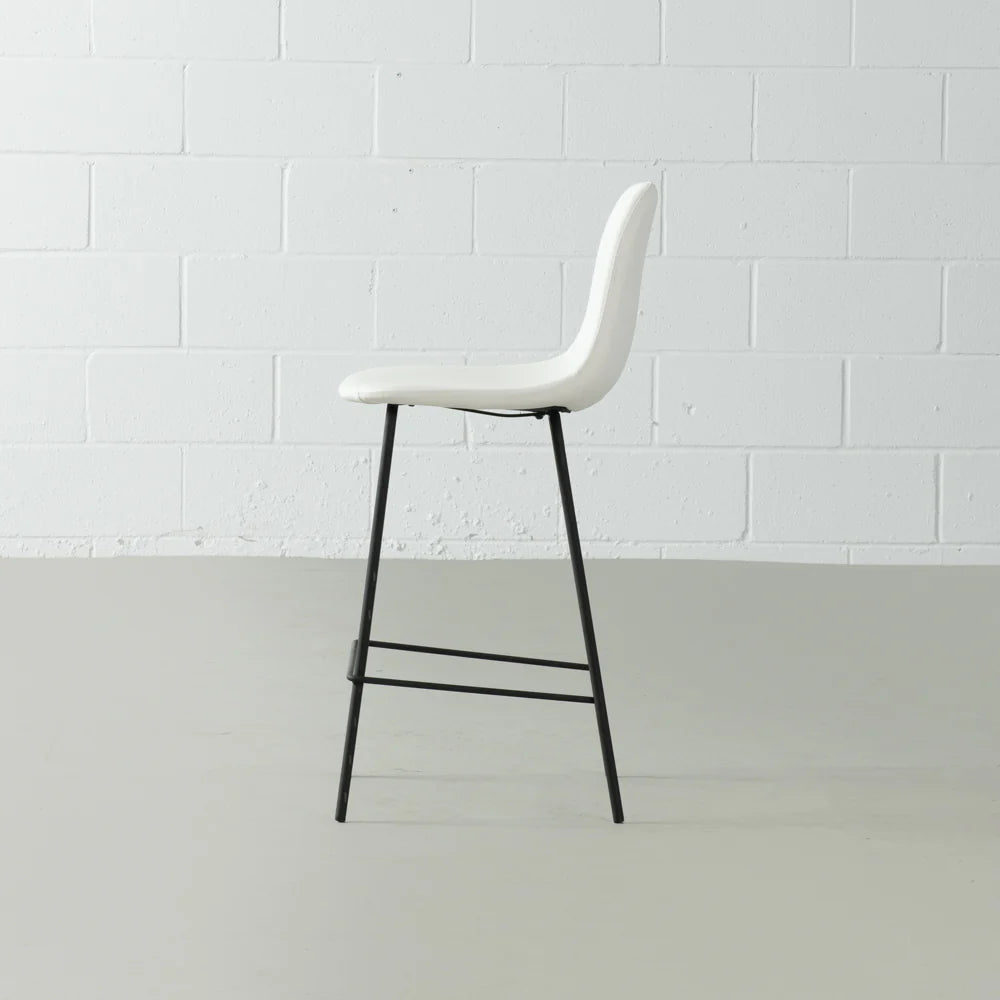 MILAN - White Leather Bar Stool