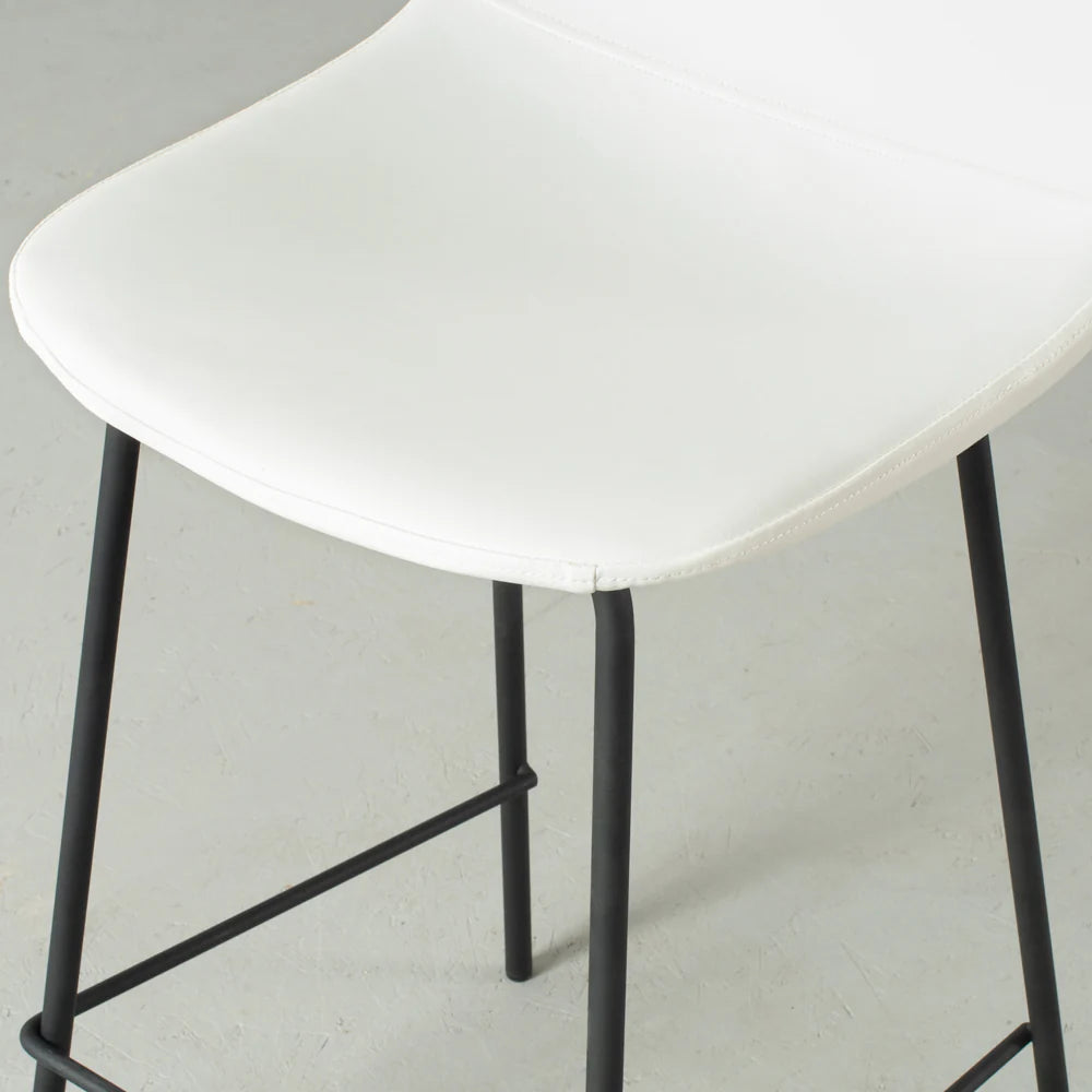 MILAN - White Leather Bar Stool