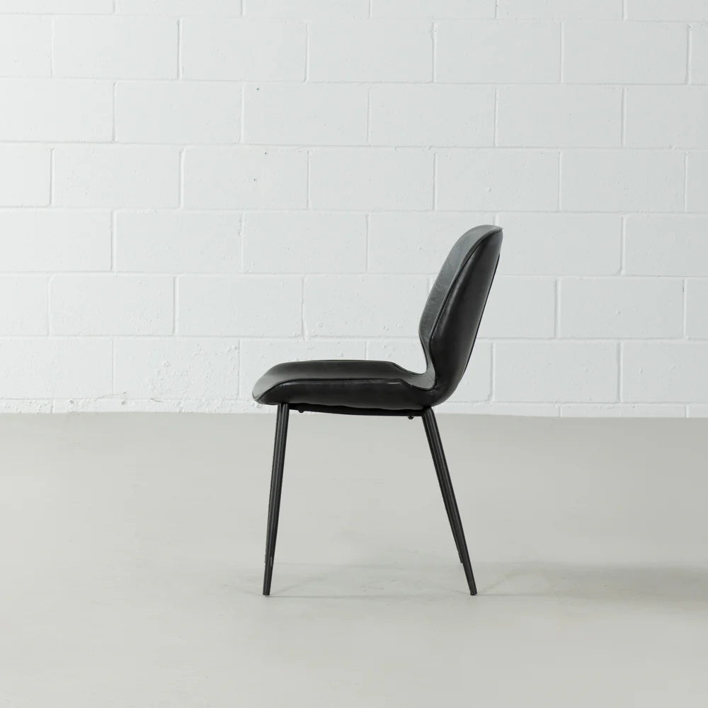 MONROE - Black Leather Dining Chair