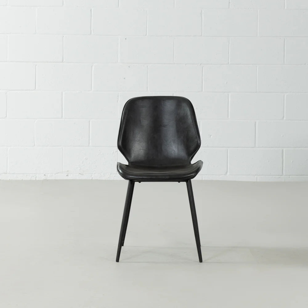 MONROE - Black Leather Dining Chair