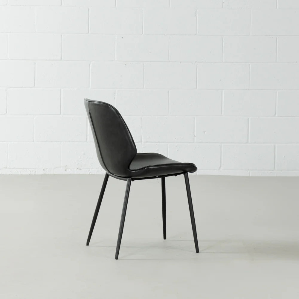 MONROE - Black Leather Dining Chair