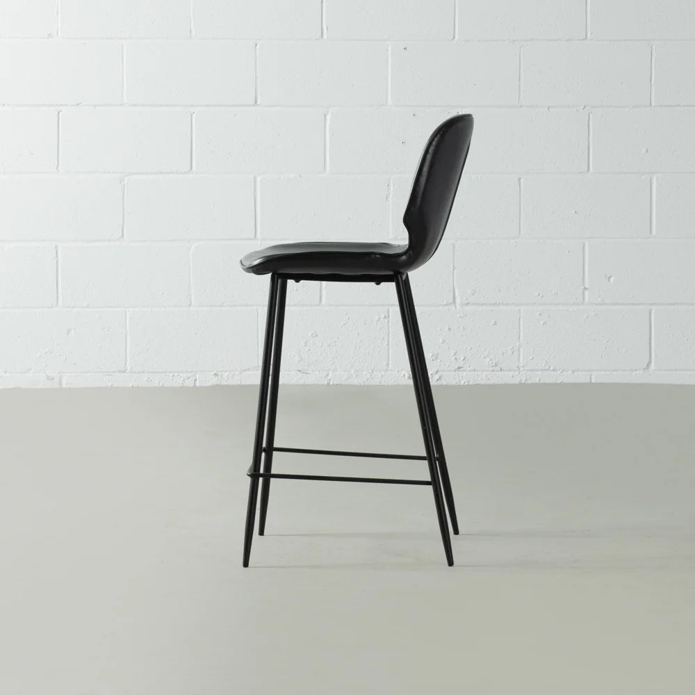 MONROE - Black Leather Bar Stool (65 cm + 75 cm)