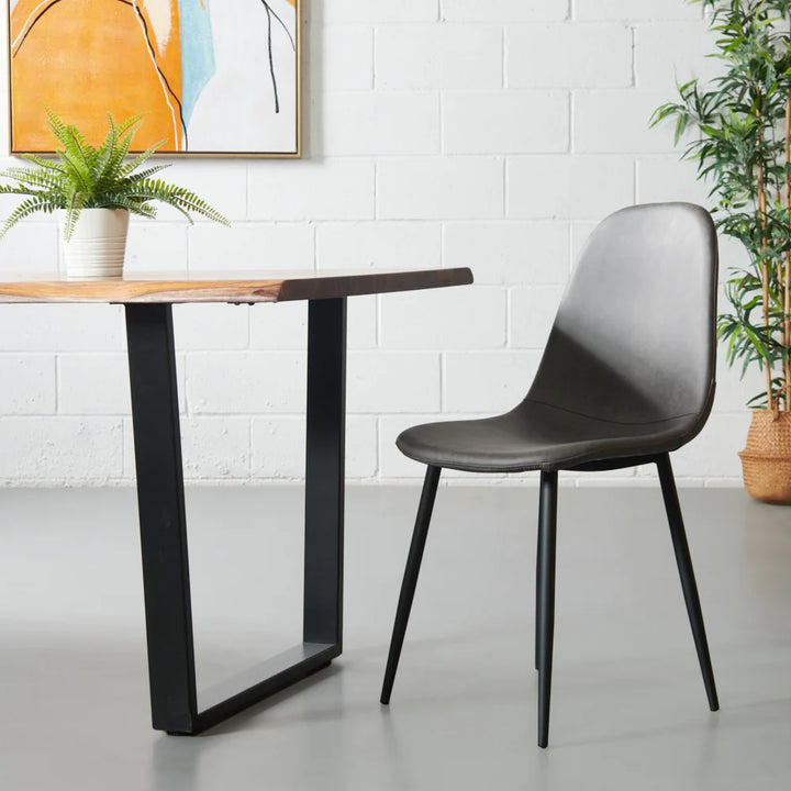 MILAN - Dark Grey Leather Dining Chair