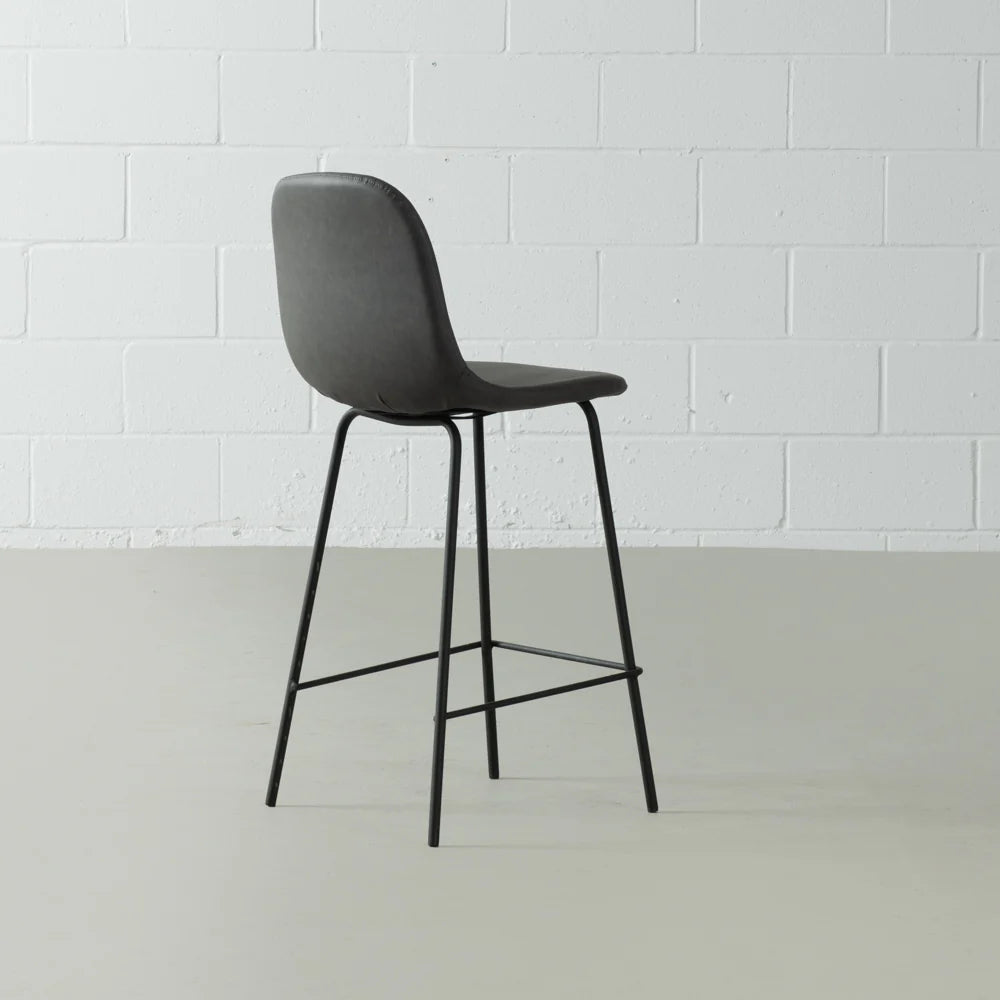 MILAN - Dark Grey Leather Bar Stool