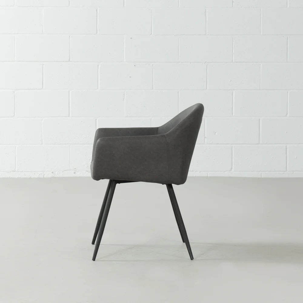 MILAN - Dark Grey Leather Armchair