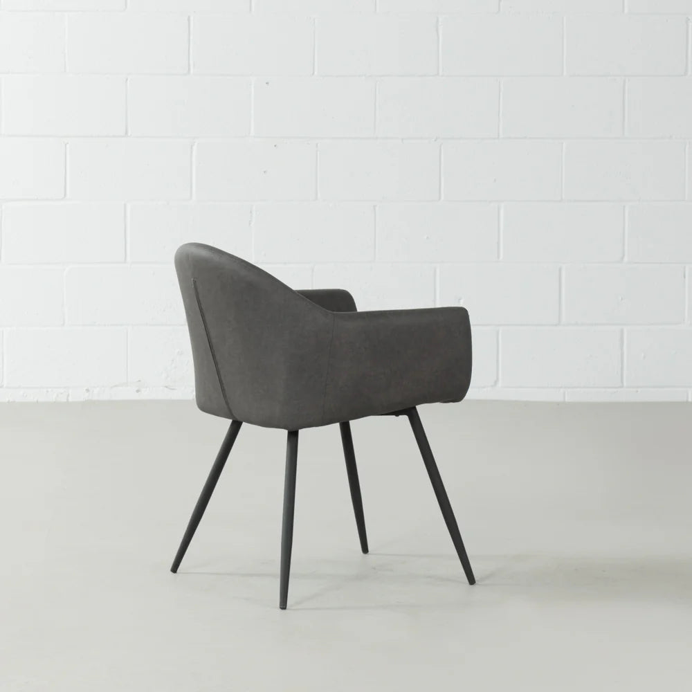 MILAN - Dark Grey Leather Armchair