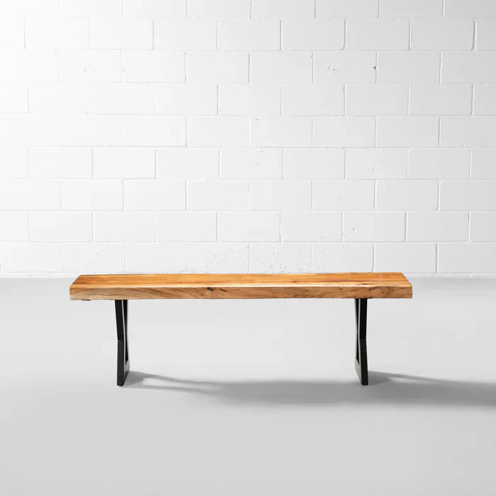 TIME - Acacia Live Edge Bench Hourglass Black