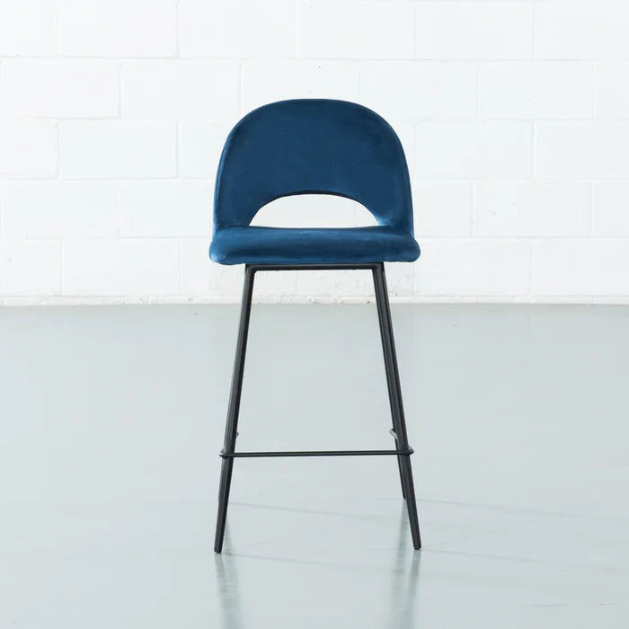 WALTER - Blue Velvet Bar Stool (65cm)