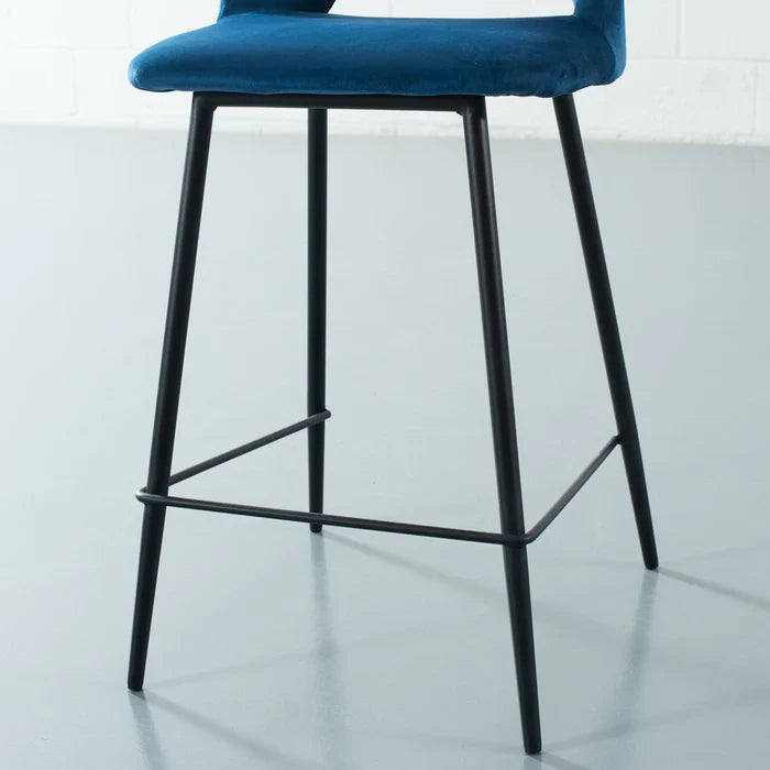 WALTER - Blue Velvet Bar Stool (65cm)