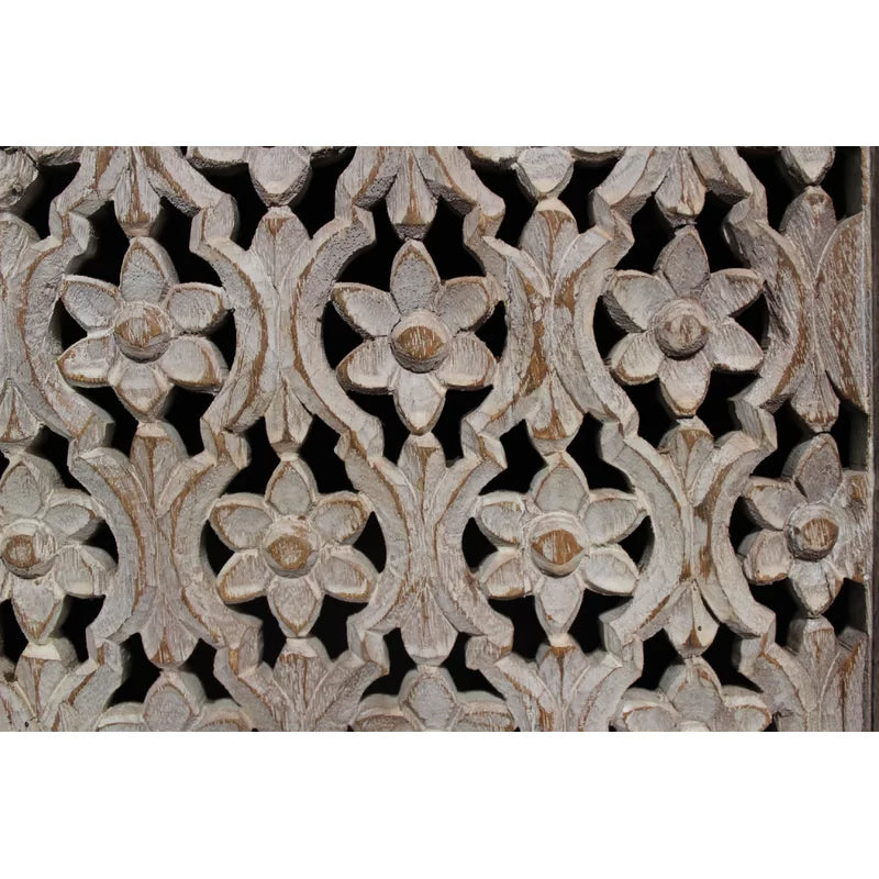 Solid Mango Wood Cnc Work Side Board Cabinet