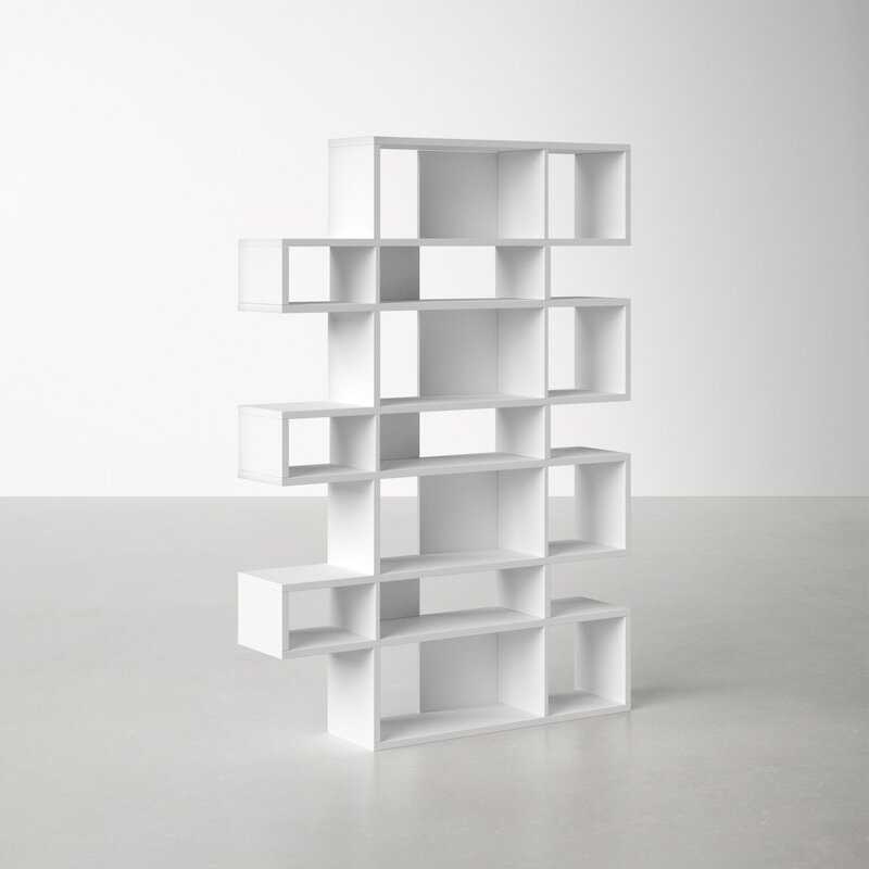 Matte White Kamari Geometric Bookcase
