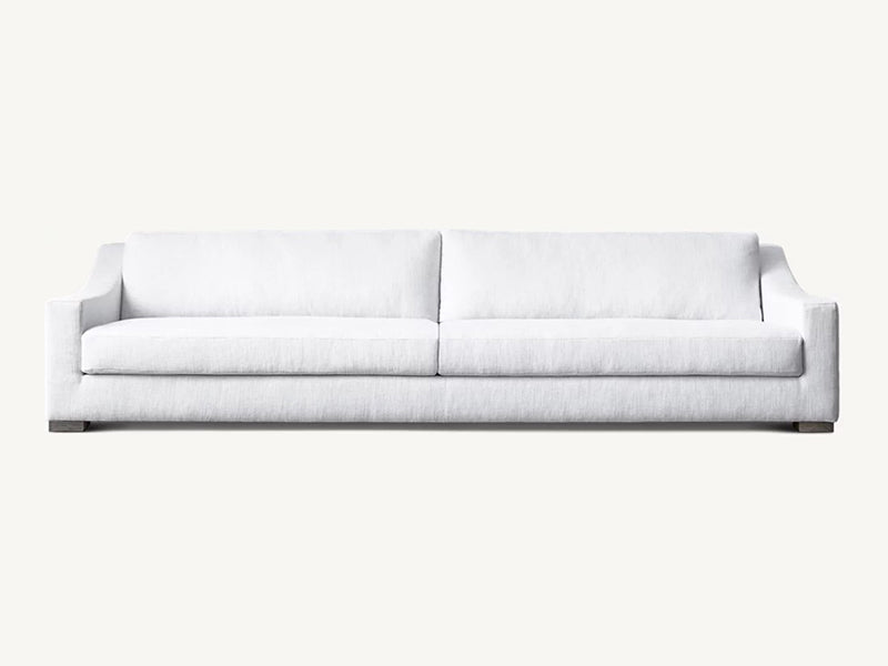 Modern White Linen Fabric and Feather Sofa with 2 Seats