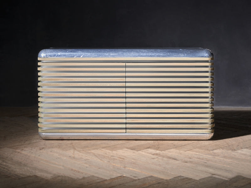Trace Striated Aluminum Credenza Cabinets Custom Size and Color Storage Cabinets