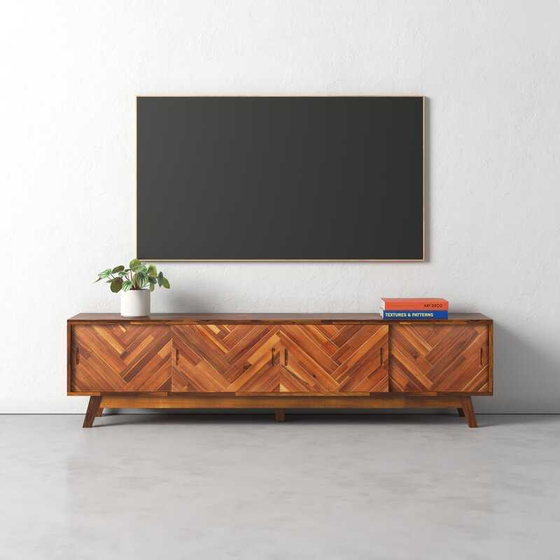 Brown Quinn Acacia Solid Wood TV Stand