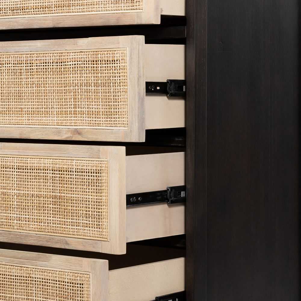 Black Diego Rattan 5-Drawer Dresser
