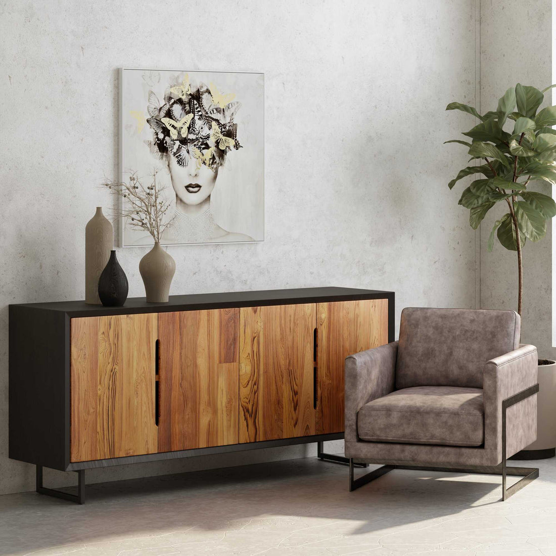 Matias Solid Teak Wood Sideboard