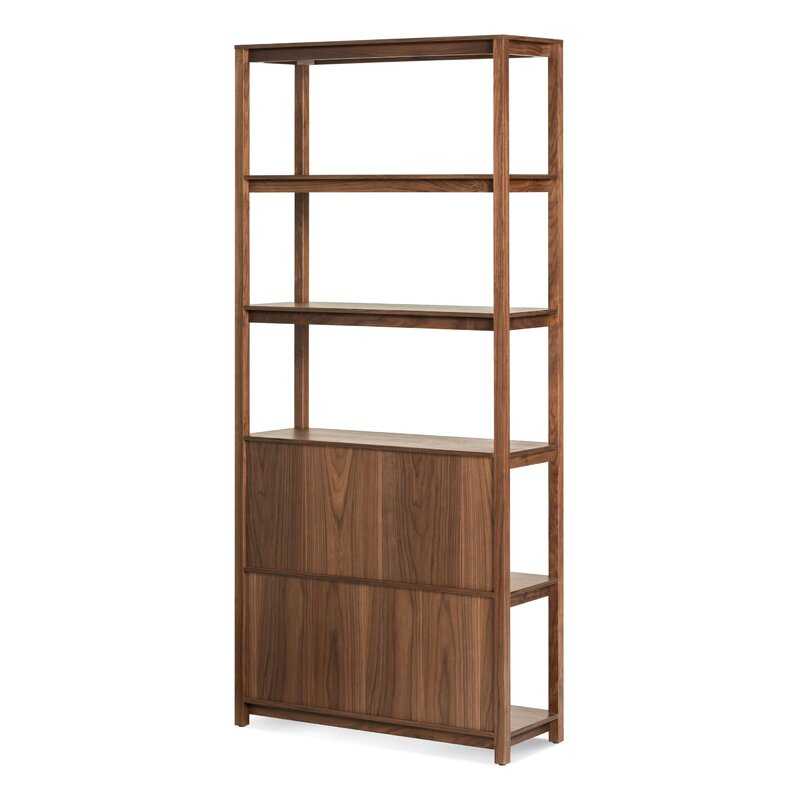 Walnut Cesar Solid Wood Standard Bookcase